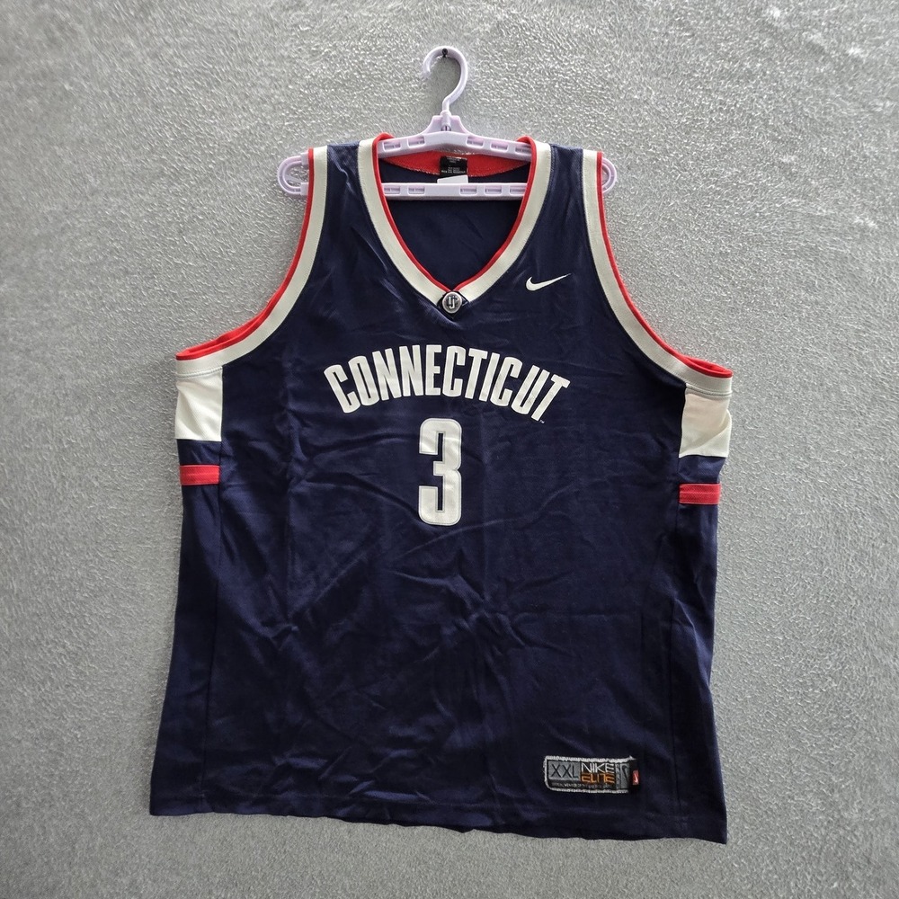 VINTAGE Connecticut Huskies Men Jersey 2XL Navy Caron Butler #3 Nike Swoosh Logo
